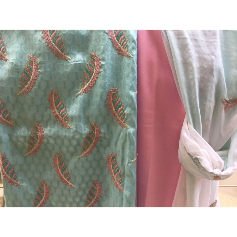 Designer Fully Embroidered Unstitched Cotton Blend Salwar Suit Fabric with Embroidered Dupatta Designer Fully Embroidered Unstitched Cotton Blend Salwar Suit Fabric with Embroidered Dupatta