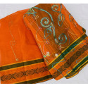 Orange Colour Cotton Saree with All Over Thread Work Orange Colour Cotton Saree with All Over Thread Work